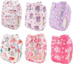 ALVABABY Baby Cloth Diapers 6 Pack with 12 Inserts One Size Adjustable Washable Reusable for Baby Girls and Boys 6DM26 - Image 2